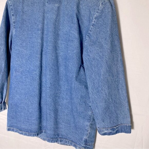 Vintage Silver Style Light Med Wash Oversized Denim Blazer Jean Jacket L - Picture 10 of 14